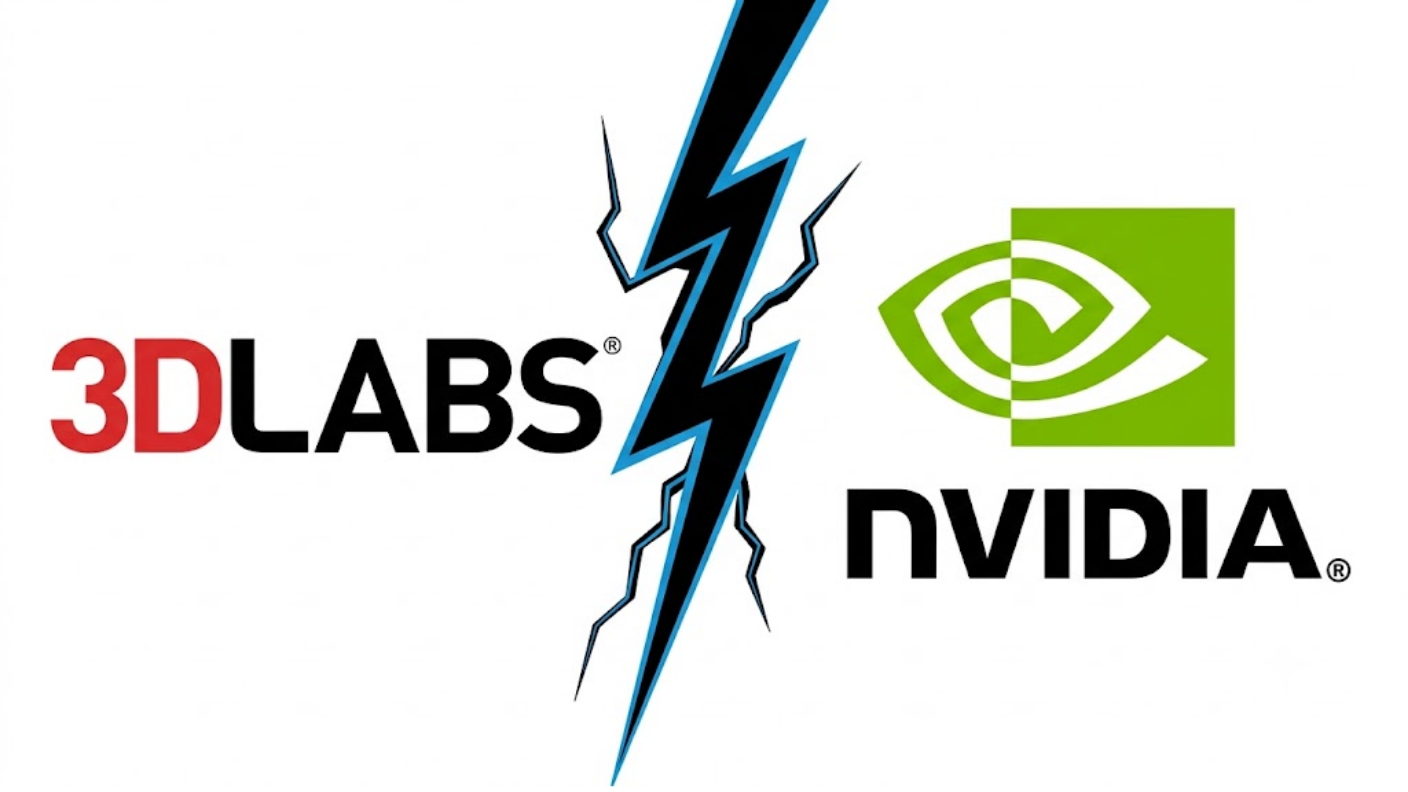 Illustration weighing who really built the first GPU, 3Dlabs versus NVIDIA.