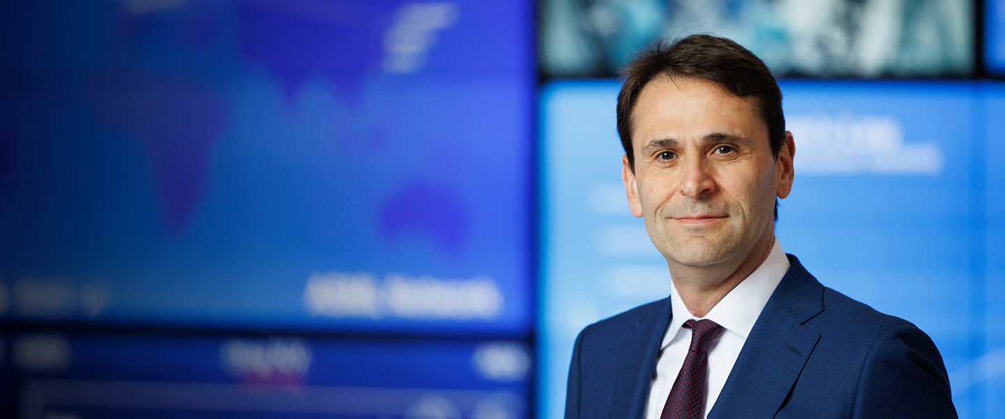 A portrait of Christophe Fouquet, the chief executive of ASML, photographed in a business setting.