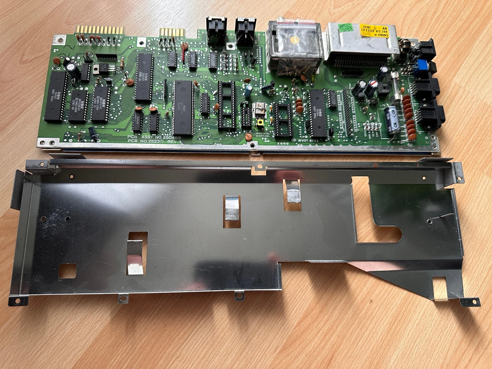 The Commodore 64 motherboard, showing the custom VIC-II graphics chip and SID sound chip among the components.